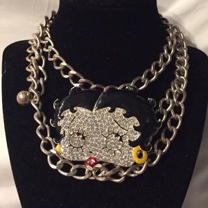 Vintage 1970s Rhinestone Enamel Betty Boop Belt